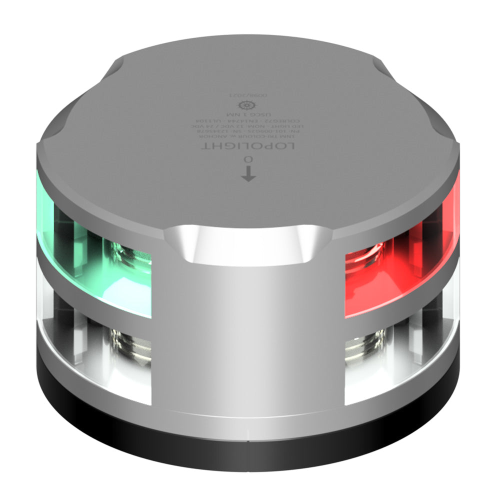 Lopolight Tri-Color Anchor Light - 1NM - Silver Housing w/FB Base