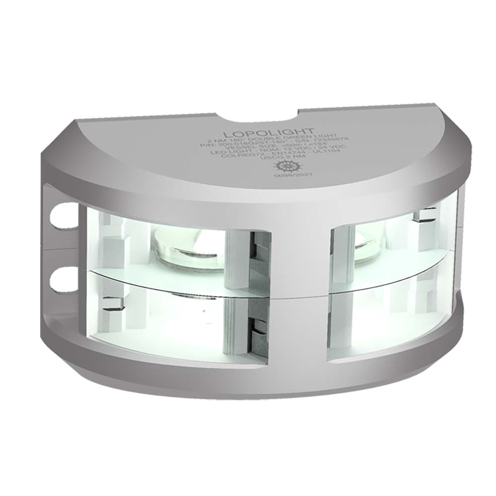 Lopolight Series 200-024 - Double Stacked Navigation Light - 2NM - Vertical Mount - White - Silver Housing