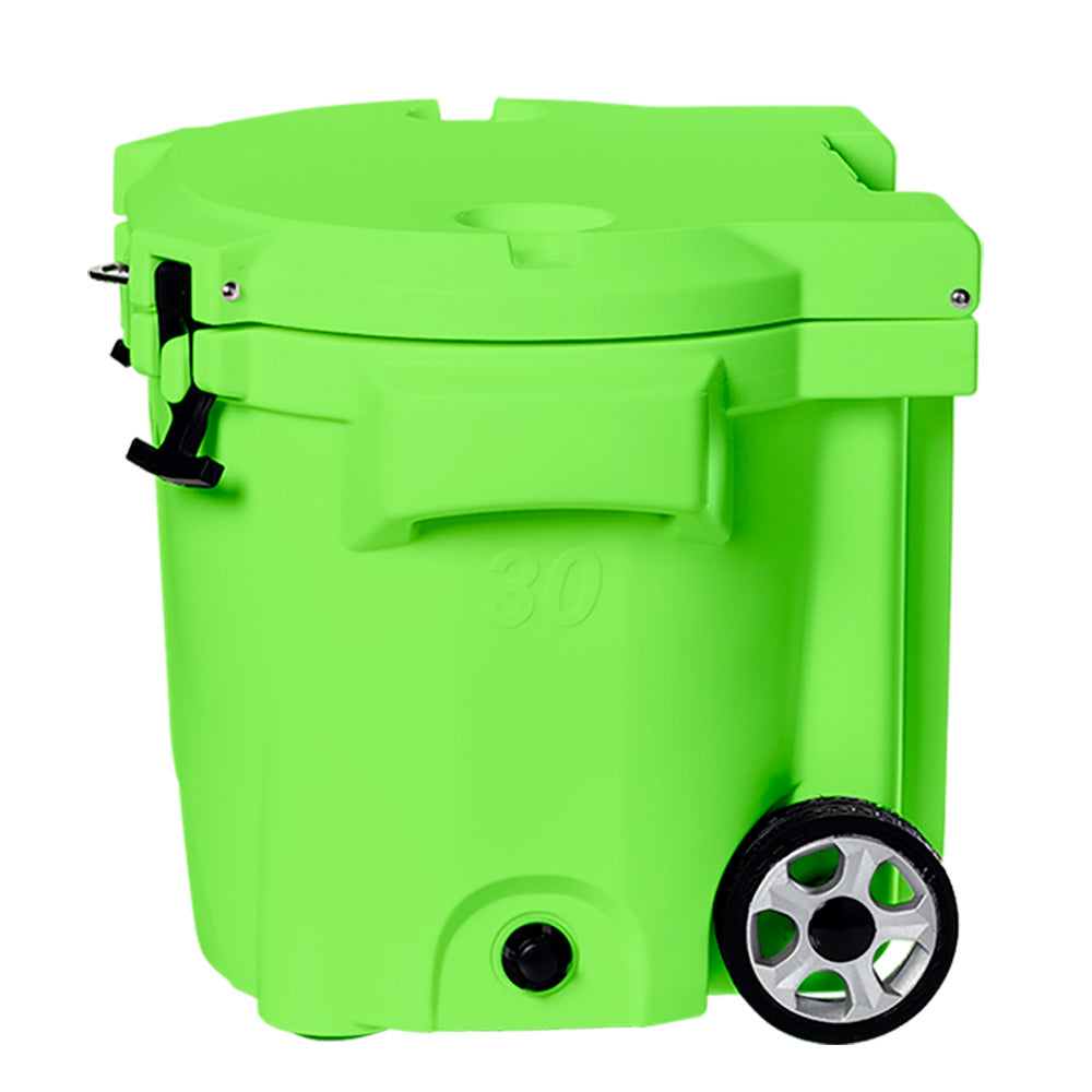 LAKA Coolers 30 Qt Cooler w/Telescoping Handle & Wheels - Lime Green