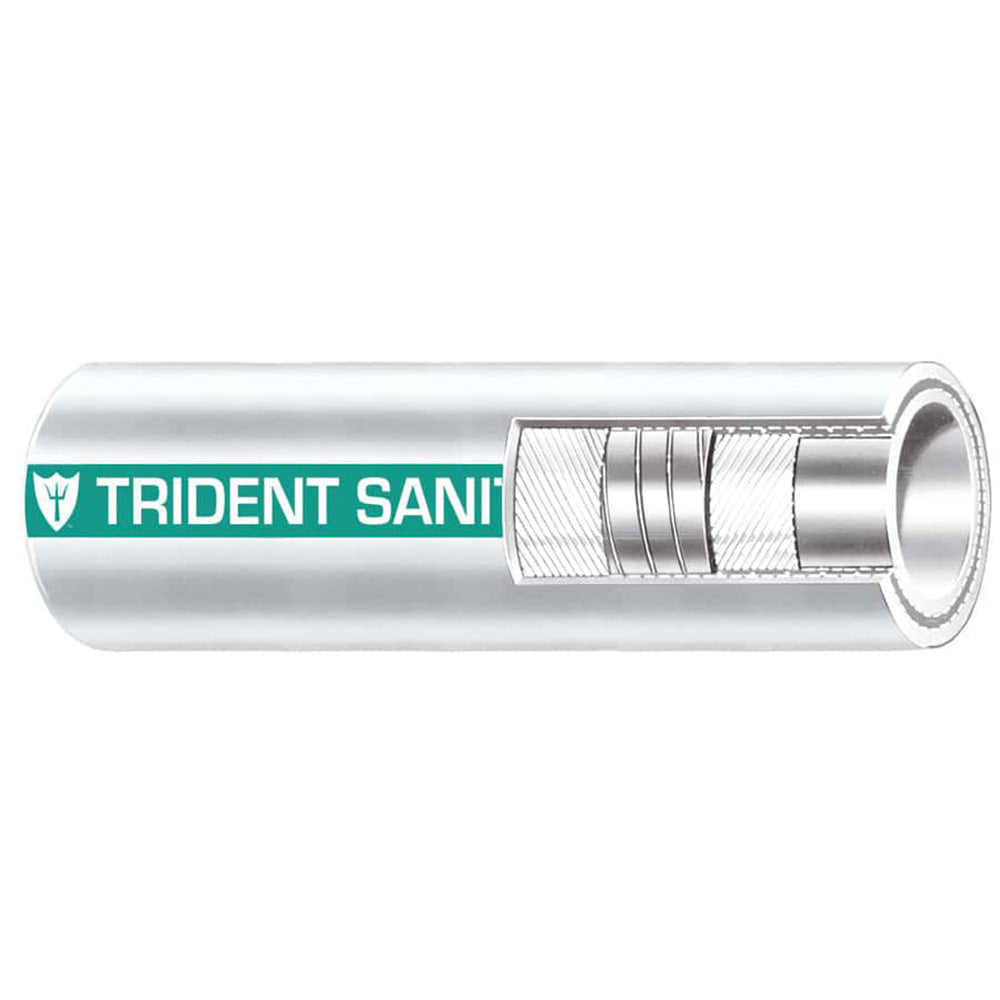 Trident Marine 1-1/2" x 50' Coil Premium Marine Sanitation Hose - White w/Green Stripe