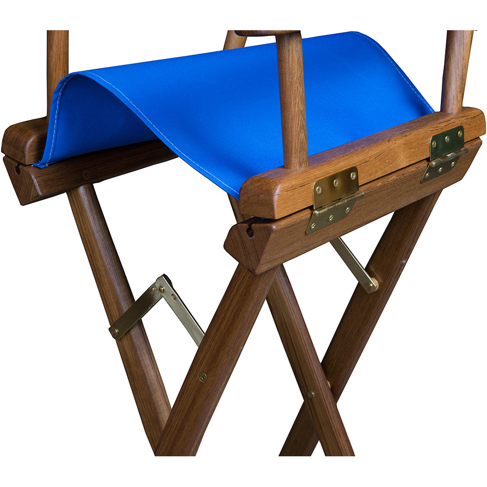 Whitecap Captain's Chair w/Blue Seat Covers - Teak