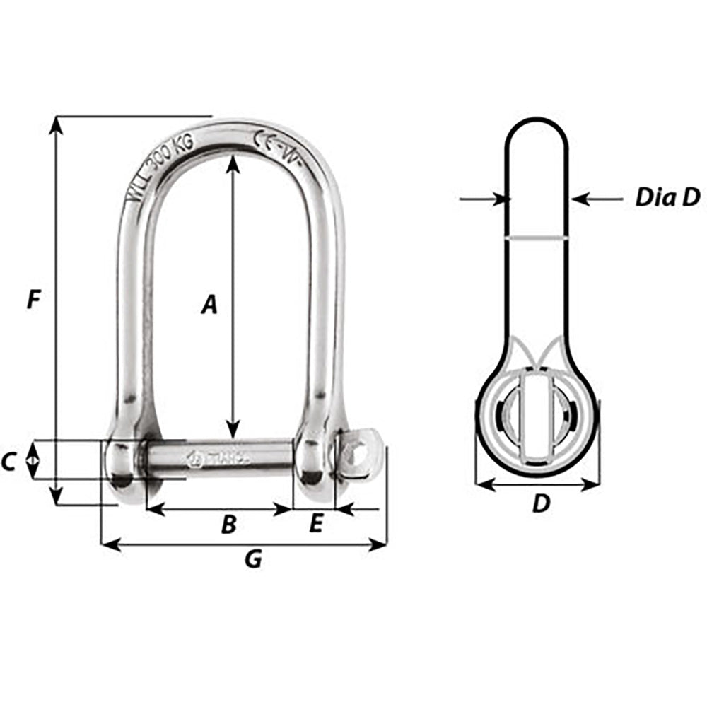 Wichard Self-Locking Large Opening Shackle - 6mm Diameter - 1/4"
