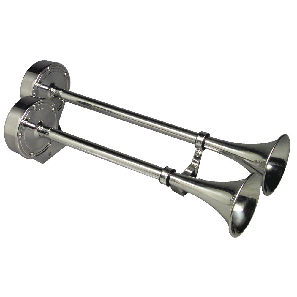Schmitt Marine Deluxe All-Stainless Dual Trumpet Horn - 24V