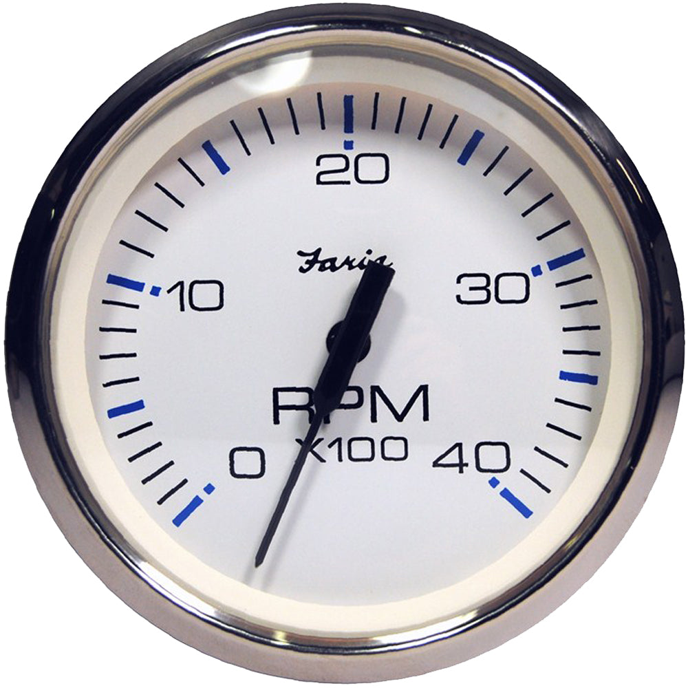 Faria Chesapeake White SS 4" Tachometer - 4000 RPM (Diesel) (Magnetic Pick-Up)